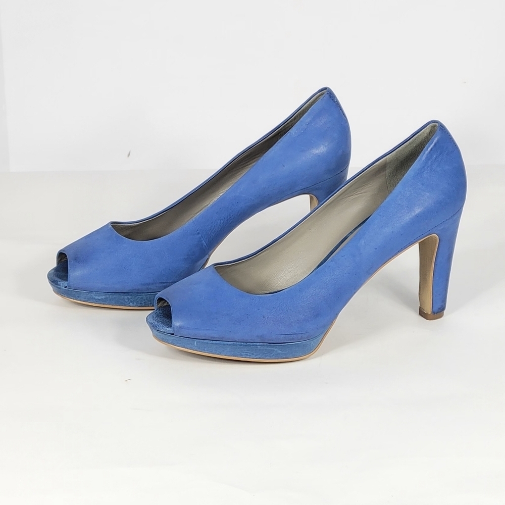 Ecco Blue Peep-Toe Heels #803 Size EU 39 (US8-8.5)